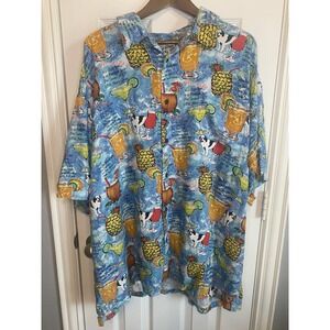 Big Dogs Vintage Hawaiian Button Up Short Sleeve Shirt Cocktail Recipe Men's 3XL